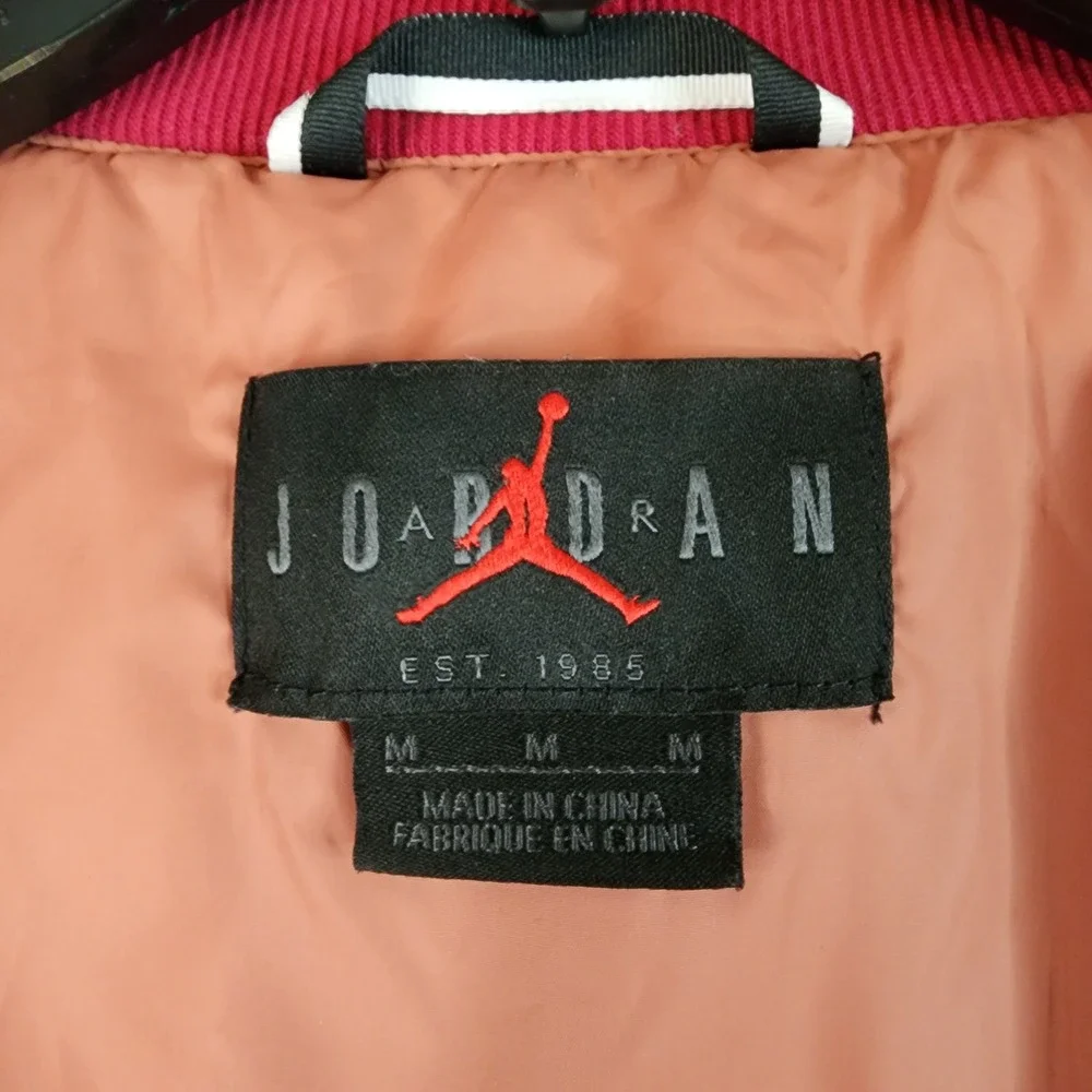 Jordan Flight Bomber Jacket Mens Medium Burgundy‎ Pink Colorblock Zip Streetwear